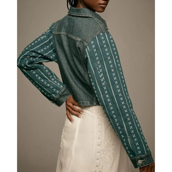 Pilcro Crafted-Sleeve Denim Jacket XS - Picture 2 of 4